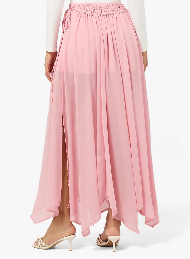 جينجر Pleated Assymetric Midi Skirt